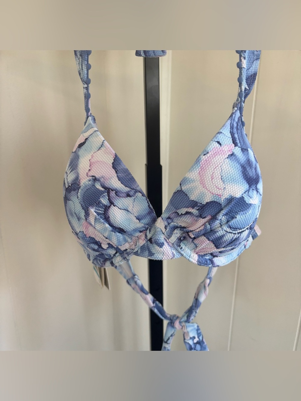 Tommy Bahama Island Cays Abalone Underwire Bikini Top Blue Womens 36C NWT